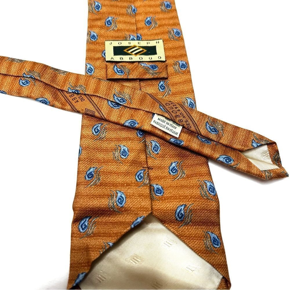 Joseph Abboud Silk Made in Italy Necktie Brown Blue Tie Paisley Mens Workwear